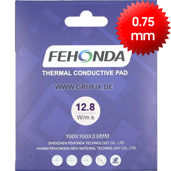 Wärmeleitpad 100x100x0,75 mm 12.8W/mk Fehonda Premium Performance
