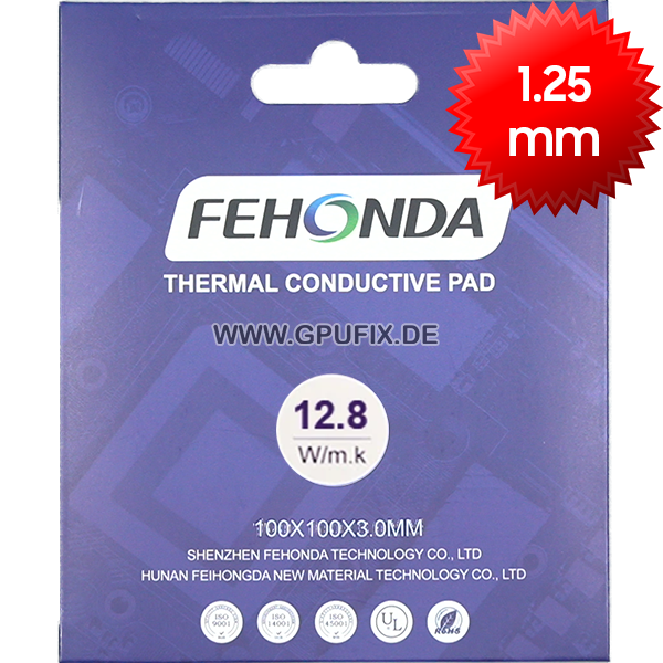Wärmeleitpad 100x100x1,25 mm 12.8W/mk Fehonda Premium Performance